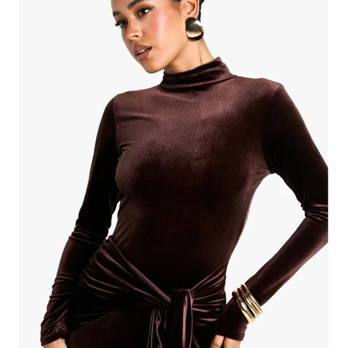 Load image into Gallery viewer, Elegant Long Sleeve Bodycon Korean Velvet Party Evening Dress Women Elastic Tight Vestido Autumn/Winter2025 New Clothing
