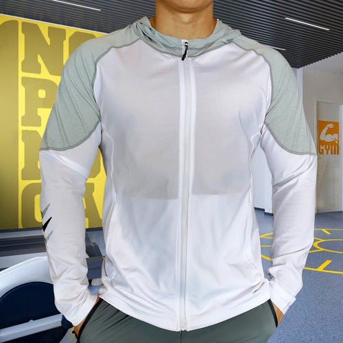 Load image into Gallery viewer, Men Hoodie Sports Coat Quick Drying Workout Running Training Athletics Gym Zipper Casual Jogging Hooded Sweatshirt
