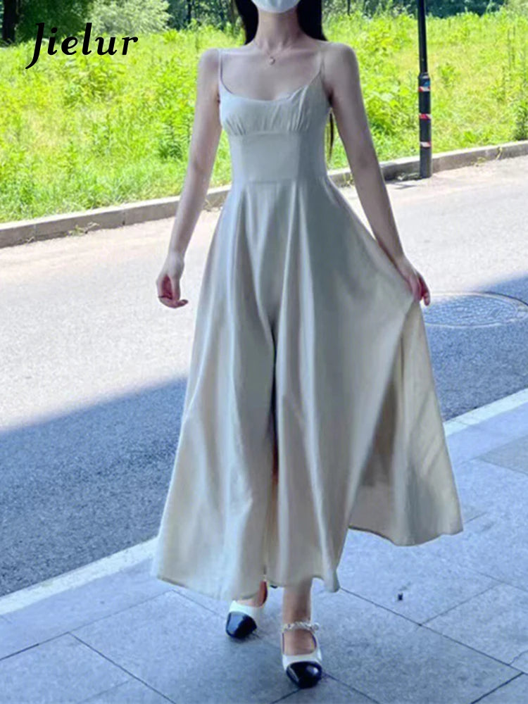 Backless Strapless Women's Dresses Summer Solid Color Square Neck Slim Waist Fashion Elegant Dress Female Maxi Dress