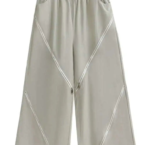 Load image into Gallery viewer, High Elastic Waist Gray Zipper Irregular Wide Leg Pants New Loose Fit Trousers Women Fashion Spring Autumn 2025 1DH3451
