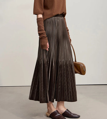 Women's Skirt 2025 Winter New Elegant A-Line Elastic Versatile Midi Skirts for Women Solid Color Loose Clothing 12544072