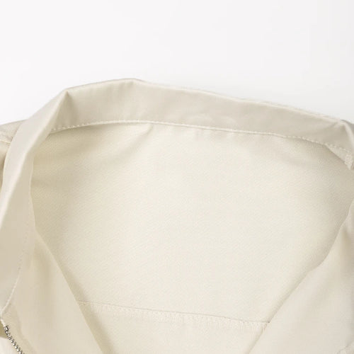 Load image into Gallery viewer, Women Beige Zipper Pocket Back Bandage Blouse New Lapel Long Sleeve Loose Fit Shirt Fashion Spring Autumn 2025 1DF149100
