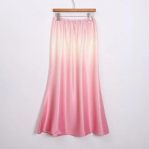 Load image into Gallery viewer, Spring Summer Gradient High Waisted Pleated Skirt Women Clothes French Vintage Elegant Vacation Party Long Skirt Streetwear Chic
