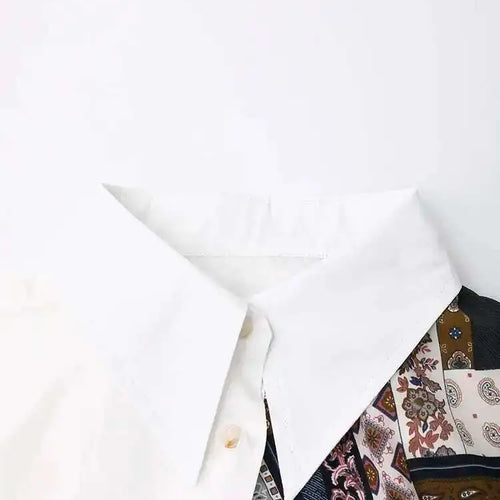 Load image into Gallery viewer, Women White Pattern Printed Irregular Big Size Blouse New Lapel Long Sleeve Shirt Fashion Tide Spring Autumn 2025 CPG1305
