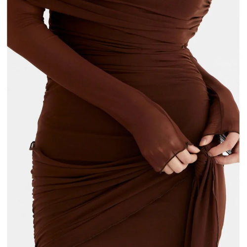 Load image into Gallery viewer, Sexy One Shoulder Mesh Double Layered Dress For Women Tight Elastic Pleated Short Skirt Female Vacation Party Clubwear
