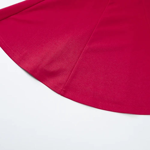 Load image into Gallery viewer, Half High Collar Sleeveless Sexy Mini Dress For Women Fashion Solid Red High Waist A-line Club Pleated Sexy Dress
