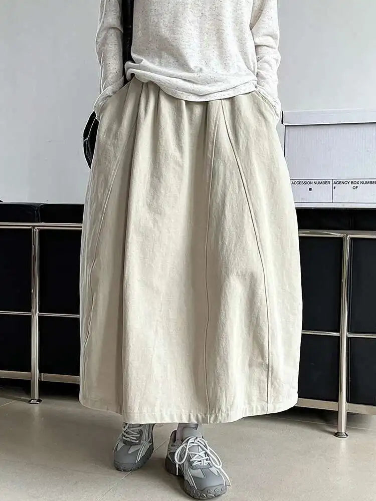 High Elastic Waist White Brief Elegant Pocket Bud Half-body Skirt Women Fashion Tide New Spring Autumn 2025 1DH9979