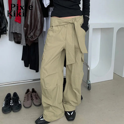 Load image into Gallery viewer, Lace Up Stacked Cargo Pants Womans Fashion Streetwear Baggy Trousers Bottoms Y2k Women Clothing P84-DD32
