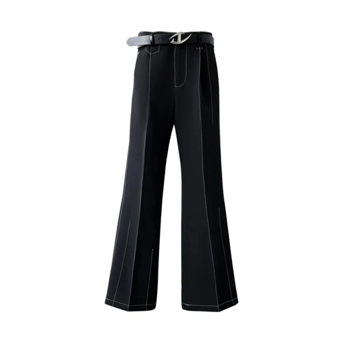 Load image into Gallery viewer, Business Casual Men&#39;s Suit Jackets Belt Solid Color Bright Line Desigh Droop Straight Wide Leg Male Bottom Simple 9C9237
