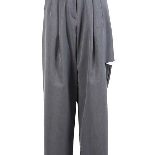 Load image into Gallery viewer, High Waist Gray Hollow Out PleatedCasual Pants New Loose Fit Trousers Women Fashion Tide Spring Autumn 2025 1DF4461
