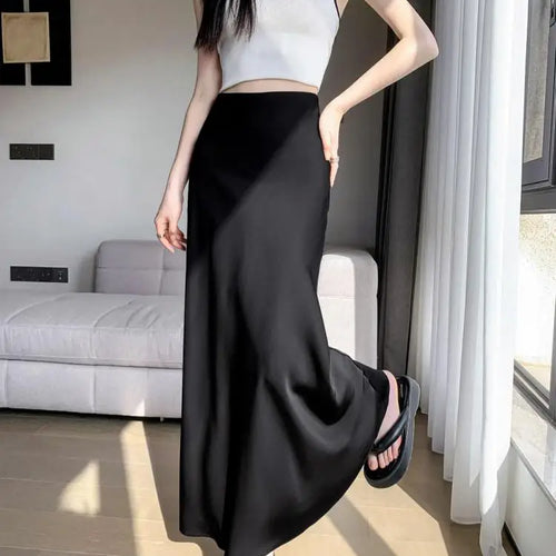 Load image into Gallery viewer, Beige Simplicity Vacation Wrap Hip Long Skirt Women Sexy Black Elegant High Waist Mermaid Skirt Spring Summer Streetwear Fashion
