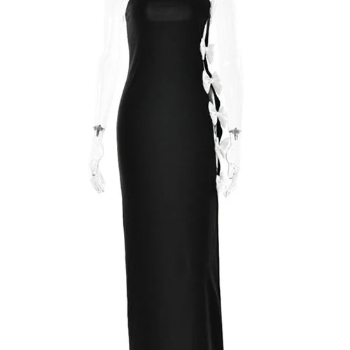 Load image into Gallery viewer, Sexy Strapless Bow Hollow Out Backless Maxi Dress Women 2023 Summer New All Split Slim Female Vestidos Party Club Dress
