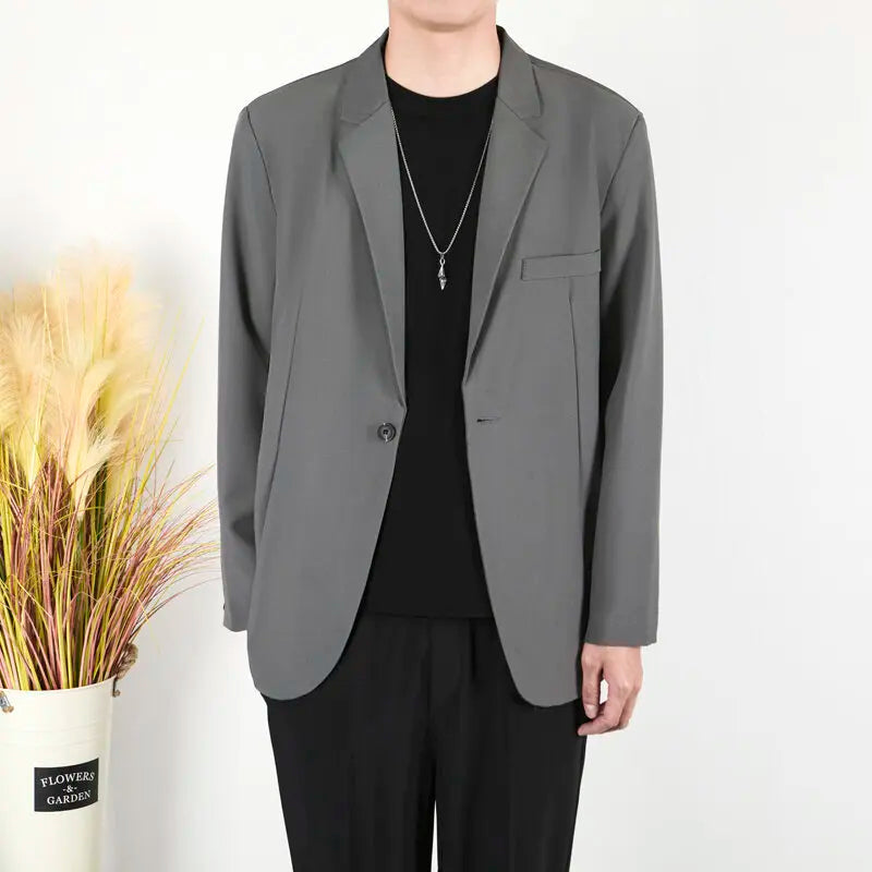 Men's Business Casual Suit Jackets Solid Color Single Breasted New Trendy Loose Handsome Spring Male Blazer 2025 9W1307