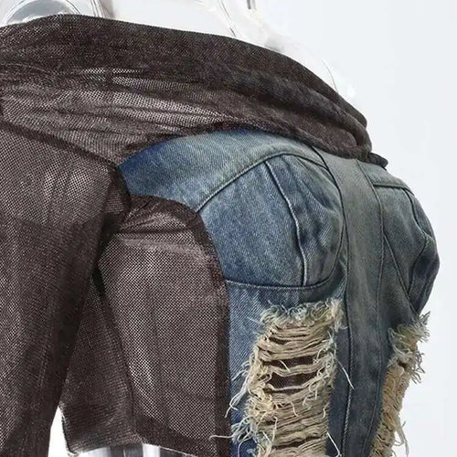 Load image into Gallery viewer, Velvet Denim T-shirt Half-body Skirt Two Pieces Suit New Slash Neck Long Sleeve Women Fashion Spring Autumn 2025 7AB6039
