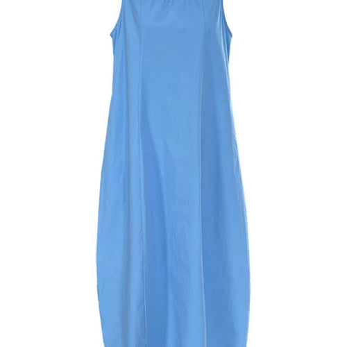 Load image into Gallery viewer, Women Blue With Bag Brief Elegant Long Vest Dress New Round Neck Sleeveless Fashion Tide Spring Autumn 2025 1DJ1112
