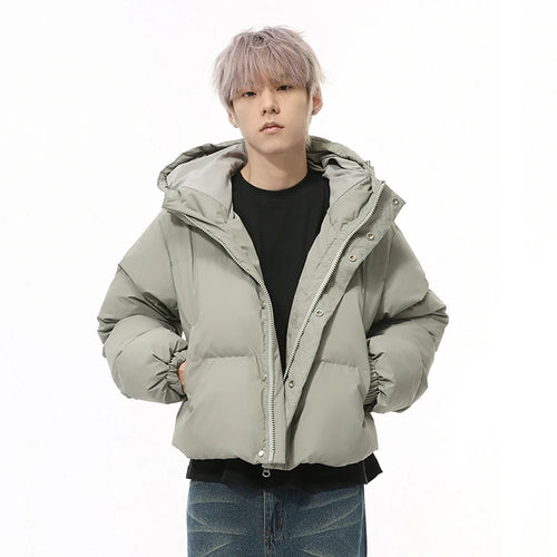 Load image into Gallery viewer, Hooded Men&#39;s Parkas Solid Color Korean Style Drawstring Thickened Casual Coats Cotton Loose Male Padded Jackets New 9C9328
