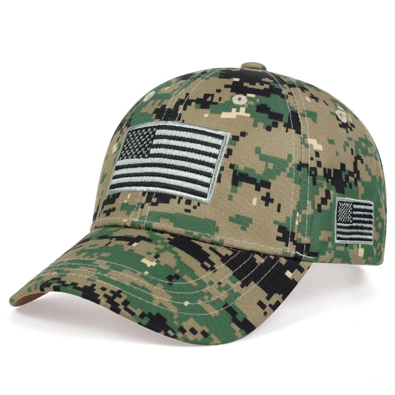 Men USA Flag Camouflage Baseball Cap Army Embroidery Cotton Tactical Snapback Dad Hat Men Summer Sports Trucker Caps gorras