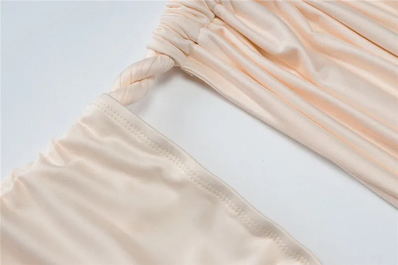 Off-shoulder Thigh High Split Sexy Maxi Dress For Women Fashion Strapless Sleeveless Ruched Bodycon Club Party Dress