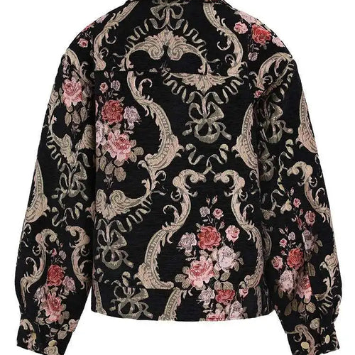 Load image into Gallery viewer, Black Jacquard Thick Big Size Vintage Jacket New Lapel Long Sleeve Women Coat Fashion Tide Spring Autumn 2025 CPG1148
