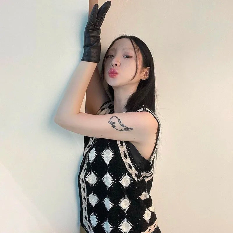 Japanese Y2k Knitted Tank Top Vintage 2000s Style Button Tanktop Harajuku Aesthetics Cut Out Knit Vest Korean Popular