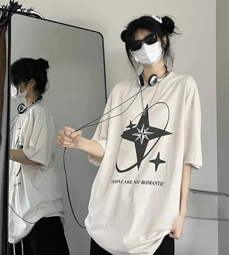 American Vintage Y2K Oversize Tops Casual Couple Tees Harajuku Women Clothes Summer Grunge Graphic Tshirts Women