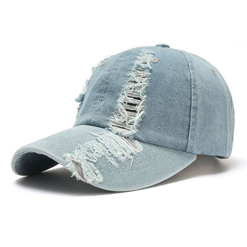 Load image into Gallery viewer, Fashion Cool Women Men Vintage Ripped Cap Hat Female Male Denim Cotton Sunscreen fitted Washed Baseball Cap For Women Men
