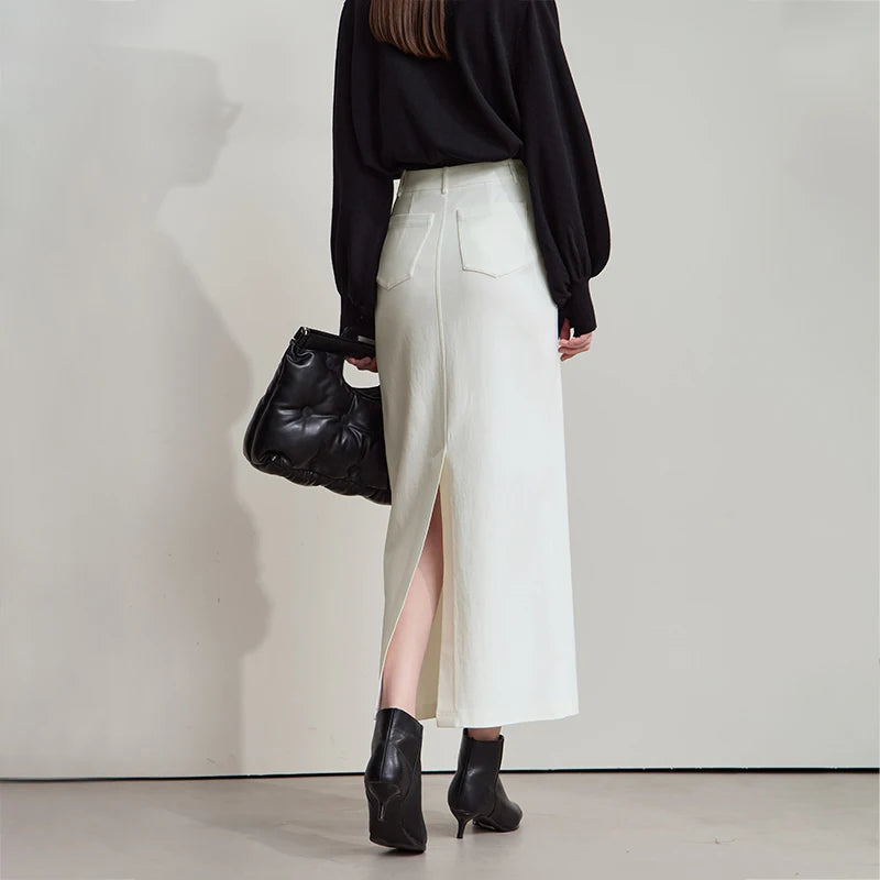 Women's Skirt 2025 Autumn New Solid Elegance Simple Style Straight Long Skirt Casual Versatile Women's Clothing 12543187