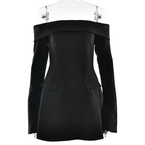 Load image into Gallery viewer, Off-shoulder Long Sleeve Sexy Mini Dress For Women Two Pocket Strapless Backless A-line Club Party Sexy Dress Elegant
