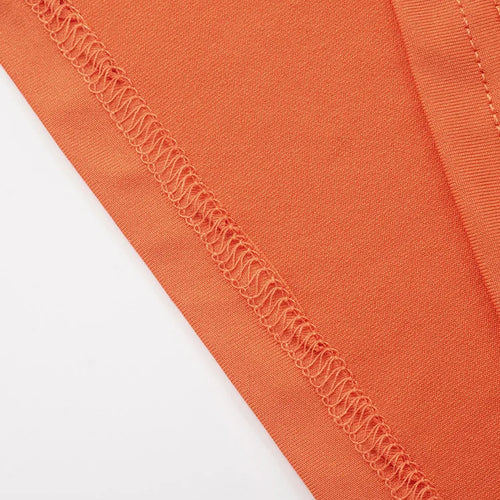 Load image into Gallery viewer, Metal Chain Halter Backless Sexy Maxi Dress Women Orange Off-shoulder Sleeveless Thigh High Split Club Long Dress
