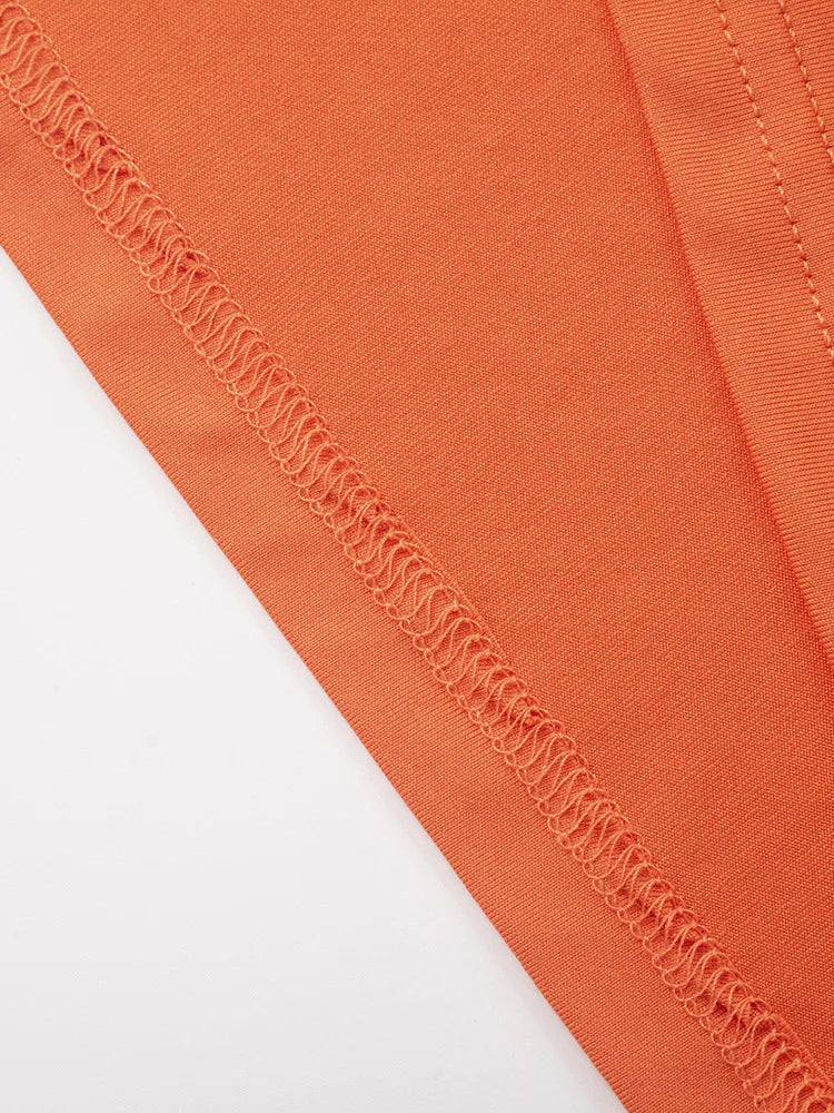 Metal Chain Halter Backless Sexy Maxi Dress Women Orange Off-shoulder Sleeveless Thigh High Split Club Long Dress