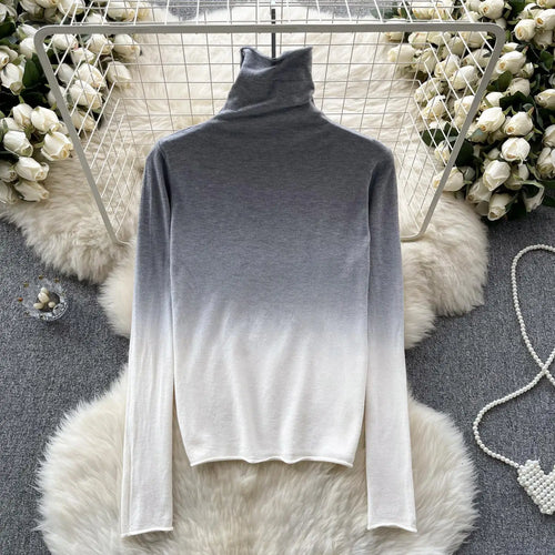 Load image into Gallery viewer, Women Vintage Elegant Long Sleeved Gradual Knitted Sweater Female Autumn New Turtleneck Slim Pullover Tops Fashion Versatile Y2k
