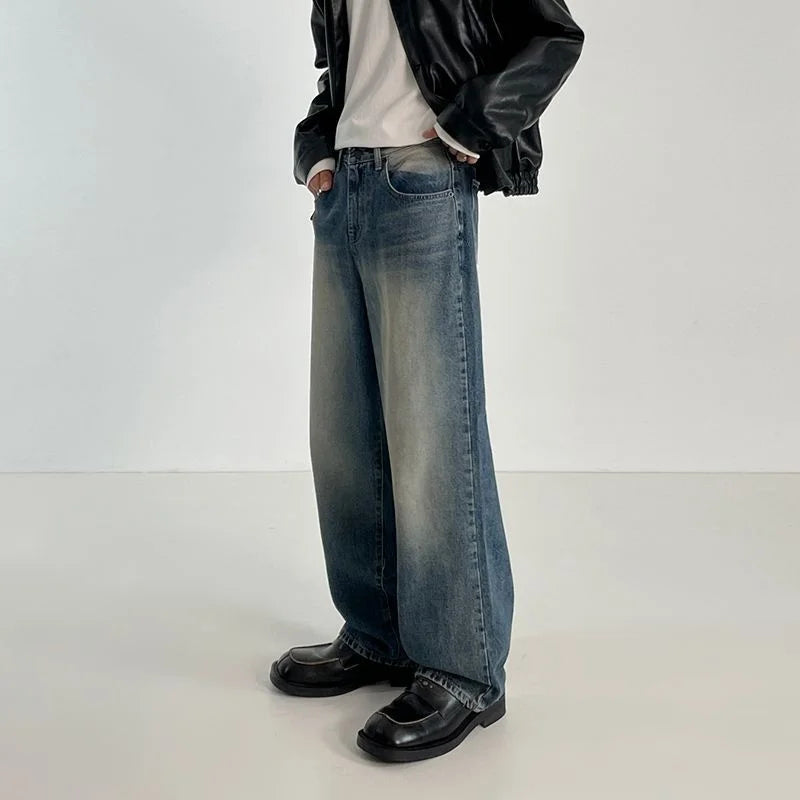 Jeans Men's Pants Spring Korean Loose Fashion Straight High Street Versatile Wide Leg Male Trousers Casual 9A6861