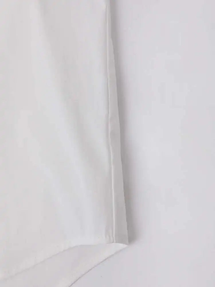 Women White Irreuglar Button Big Size Elegant Blouse New Round Neck Long Sleeve Shirt Fashion Spring Autumn 2025 CPG1558