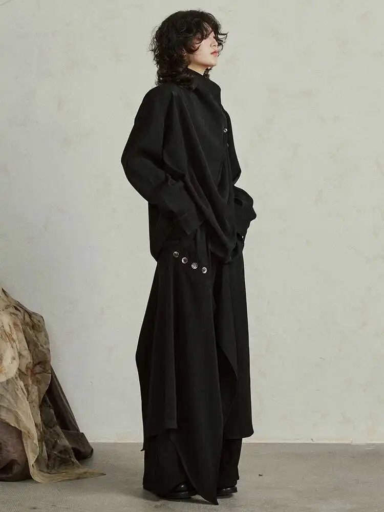 Big Size T-shirt Wide Leg Pants Two Piece Suit New Turtleneck Long Sleeve Women Fashion Tide Spring Autumn 2025 1DH4984