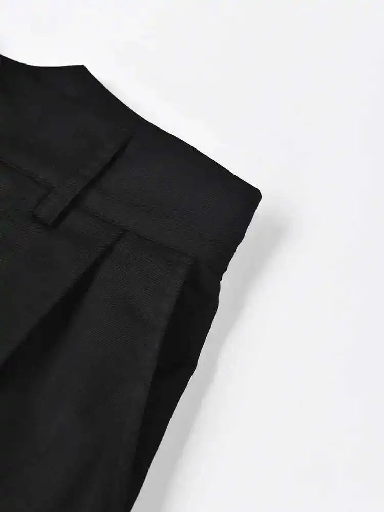 High Waist Black Pleated Double Layers Wide Leg Pants New Loose Fit Trousers Women Fashion Tide Spring Autumn 2025 1DF8559