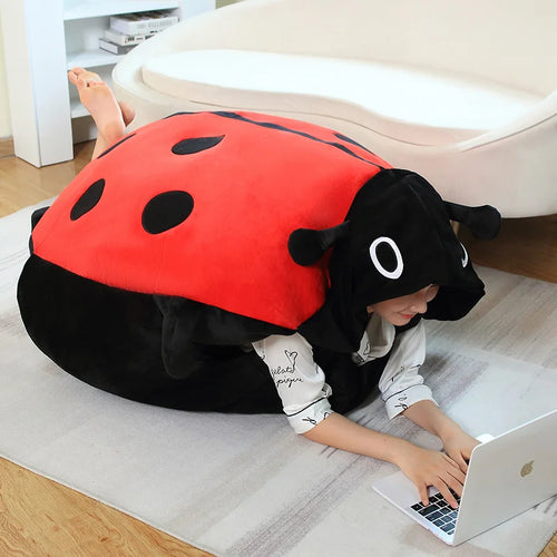 Load image into Gallery viewer, 60/80/100cm Creative Beetle Plush Pillow Huge Size Ladybug Clothes Cosplay Insect Shell Stuffed Soft Big Cushion Kids Xmas Gift
