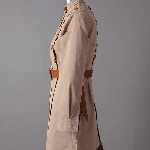 Load image into Gallery viewer, Women Camel Button Irregular Big Size Trench New Stand Collar Long Sleeve Windbreaker Fashion Spring Autumn 2025  7AB9123
