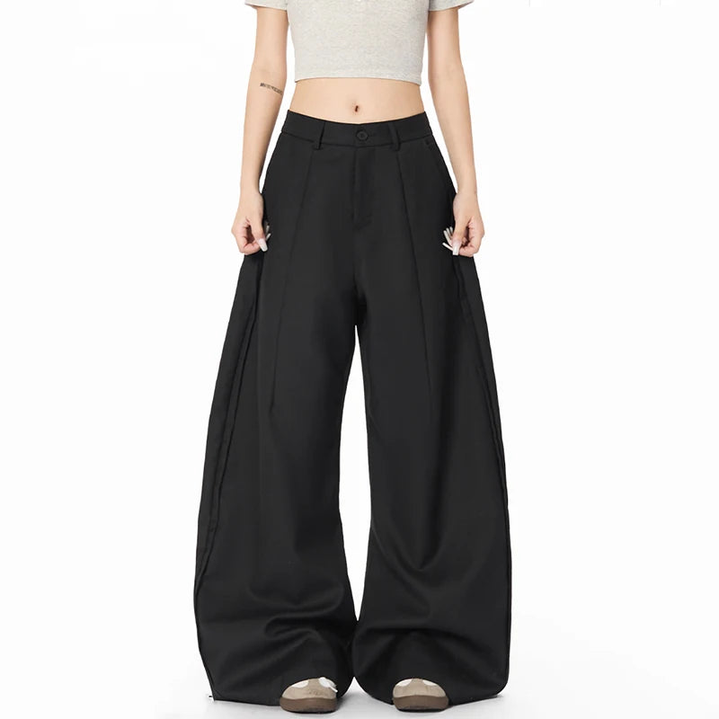 Men's Suit Pants New Summer Curved Knife Trendy Straight Wide Leg Stylish Solid Color Male Causal Clothing 2025 9W1929