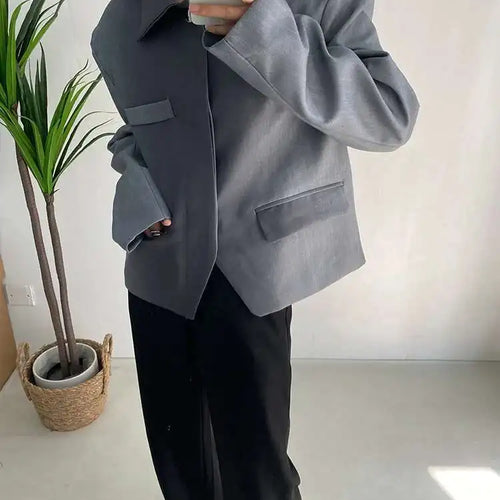 Load image into Gallery viewer, Women Gray Gradual Color Big Size Blazer New Lapel Long Sleeve Loose Fit Jacket Fashion Tide Spring Autumn 2025 1DF1534
