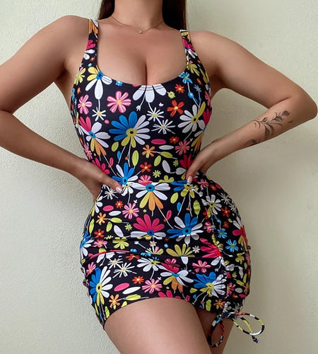 Print Sling Sexy High Waist Swimwear Summer Tankini Beach Wear Bathing Suit For Female Swim Dresses