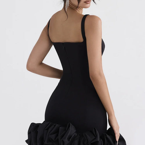 Load image into Gallery viewer, Strap Curled Ruffle Bandage Dress Women Backless Short Dress Party Style Spicy Girls Square Neck Dress Party Clubwear
