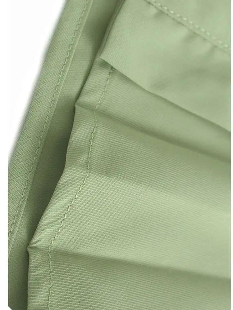 Women Green Hem Irregular Pleated Big Size Shirt Dress New Lapel Long Sleeve Fashion Tide Spring Autumn 2025 1DH6769