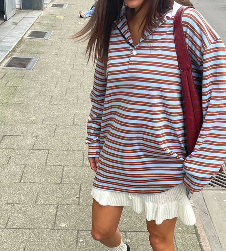 y2k Clothes Tops Women Fashion Striped Turn-down Collar Buttons Long Sleeve Loose T-shirts 2000s Clothing Streetwear