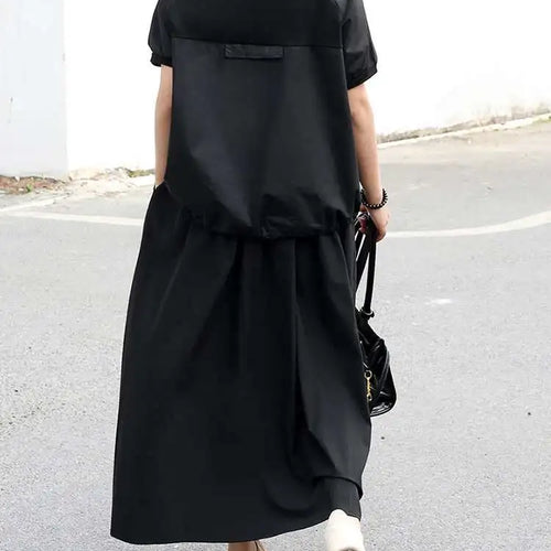 Load image into Gallery viewer, High Elastic Waist Black Irregular Ruffles A-line Half-body Skirt Women Fashion Tide New Spring Autumn 2025 1DJ0216
