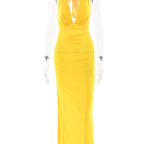 Load image into Gallery viewer, Elegant Spaghetti Strap Satin Bodycon Split Long Dress Women's Sexy Deep V Backless Evening Dress Female Party Clubwear
