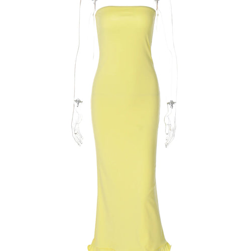 Load image into Gallery viewer, Elegant Solid Strapless Ruffles Sexy Bodycon Maxi Prom Dress Summer Women Fashion Outfit Birthday Party Festival
