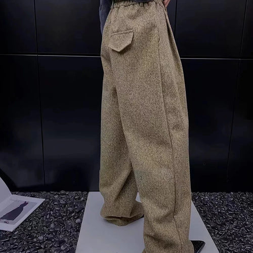 Load image into Gallery viewer, Colorblock Casual Patchwork Button Loose Pants For Women High Waist Spliced Folds Wide Leg Pant Female Fashion
