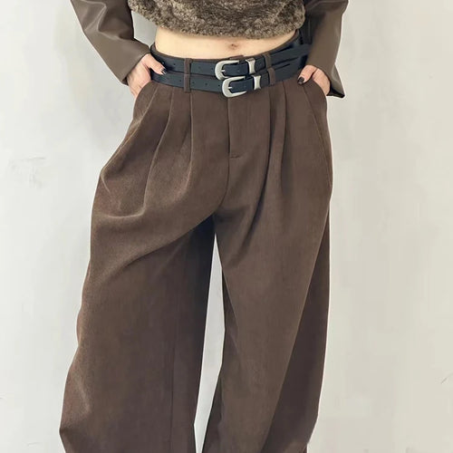 Load image into Gallery viewer, Solid Spliced Pockets Pants For Women High Waist Patchwork Belts Casual Minimalist Wide Leg Pant Female Fashion
