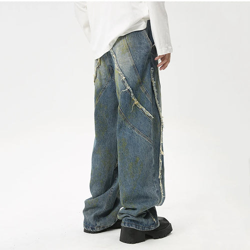 Load image into Gallery viewer, Fashion Summer New Men&#39;s Straight Denim Pants Korean Style Loose Pockets Zippers Male Casual Wide Leg Trousers 2024 9C6092
