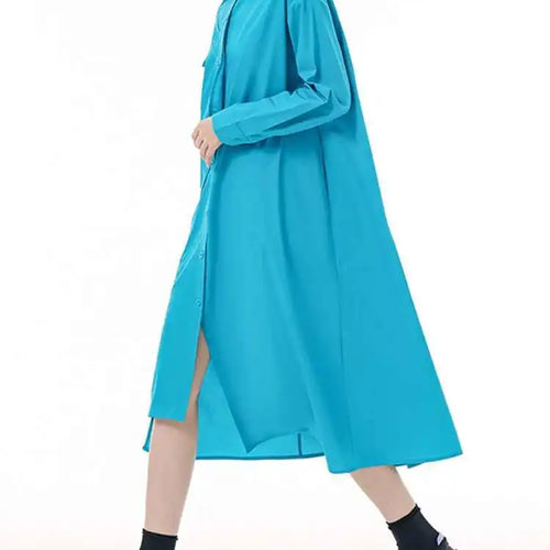 Load image into Gallery viewer, Women Purple Irregular Spliced Big Size Shirt Dress New Lapel Long Sleeve Loose Fit Fashion Spring Autumn 2025 1DH0654
